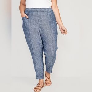Old Navy High-Waisted Chambray Cropped Linen-Blend Tapered Pants Size 3x